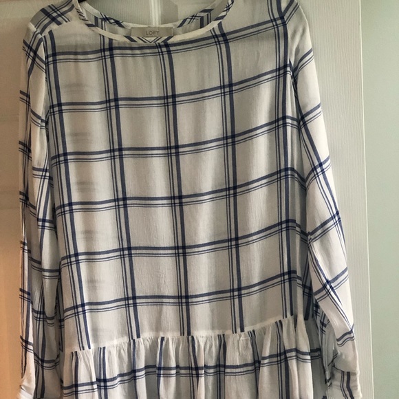 Loft peplum flowy plaid top - Picture 2 of 6